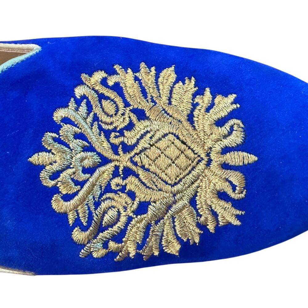 Vesba Cobalt Blue Suede Embroidered Loafers Low Heel EU 41 US 9.5 - Picture 6 of 16